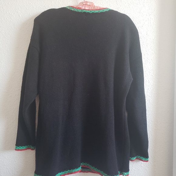 Nut Cracker Cotton Blend Holiday Tree Embroidery Ugly Sweater Top Women - Picture 5 of 14